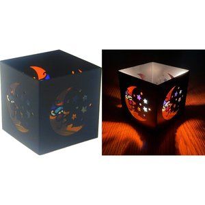 Square Black Moon & Star Celestial Tealight Candle Holder - 3" Square
